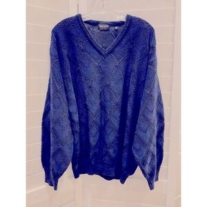 Riscatto Italian mens V neck sweater large cotton blend  navy like new